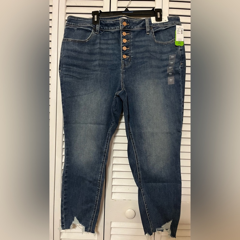 Maurices Women's Skinny Jeans - Distressed Dark Blue Denim